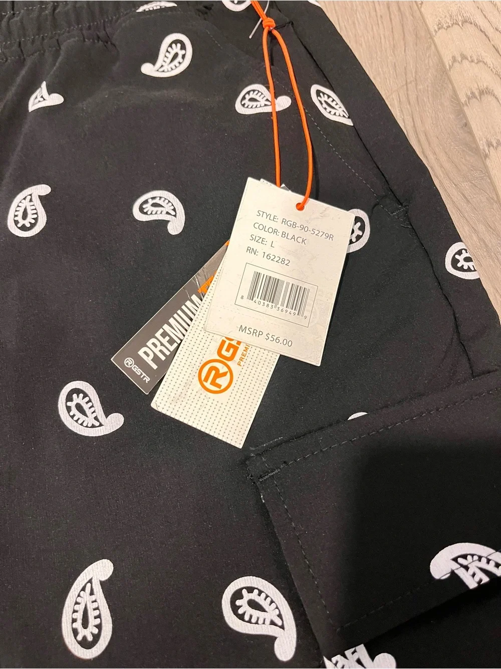 Black Paisley Print Men's Cargo Pants